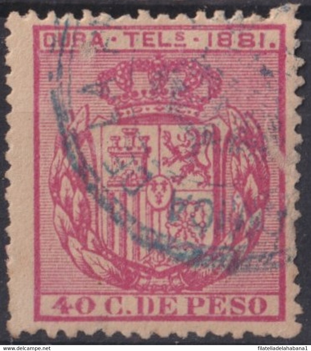 1881-118 CUBA SPAIN ESPAÑA 1881 40c TELEGRAPH TELEGRAFOS USED RARE. - Telegraphenmarken