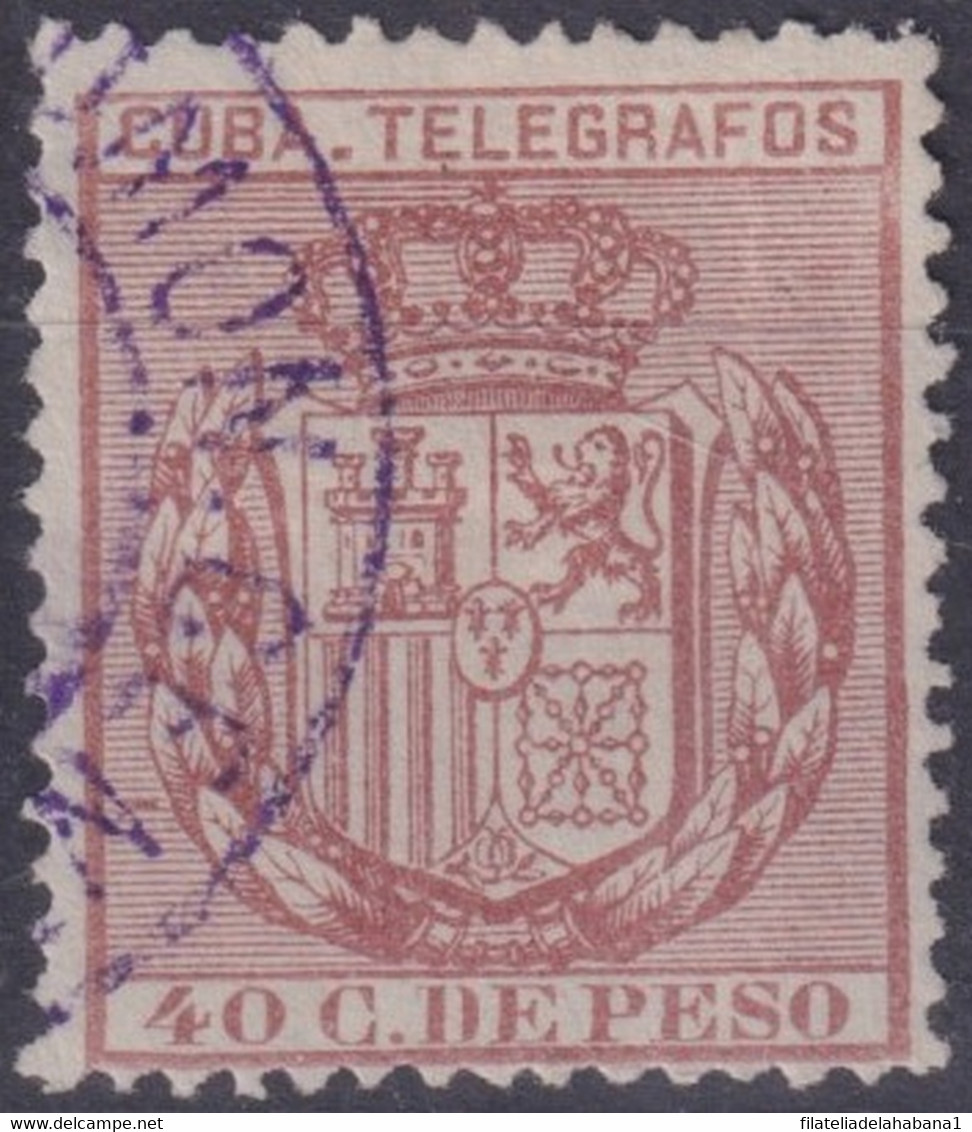 1890-113 CUBA SPAIN ESPAÑA 1890 40c TELEGRAPH TELEGRAFOS USED RARE. - Telegraph