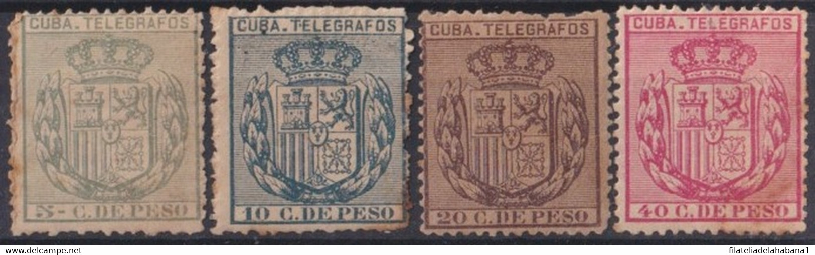 1896-280 CUBA SPAIN ESPAÑA 1896 COMPLETE SET TELEGRAPH TELEGRAFOS UNUSED NO GUM. - Telégrafo