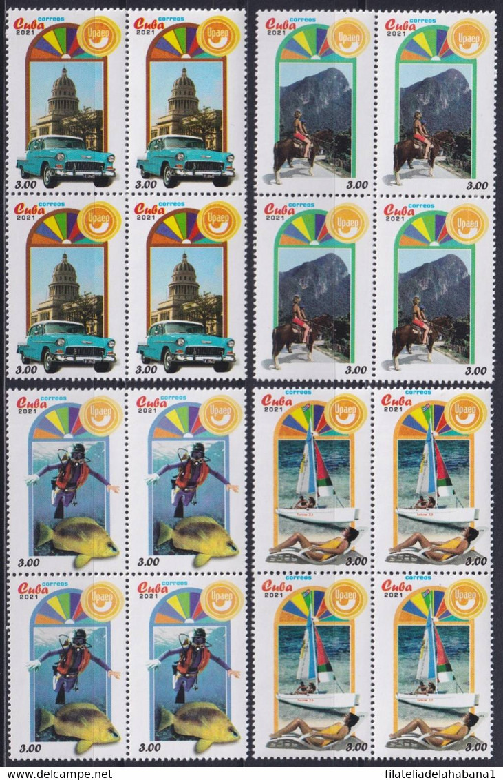 2021.24 CUBA MNH 2021 TOURISM LANDSCAPE AMERICA UPAEP FISH CAPITOL HORSE. BLOCK 4. - Unused Stamps