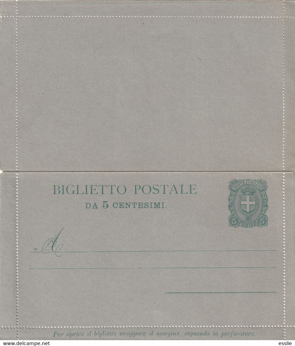 Italy - (1896) - Arms Of Savoy - Biglietto Postale Postal Stationery - Da 5 Centesimi - Altri & Non Classificati