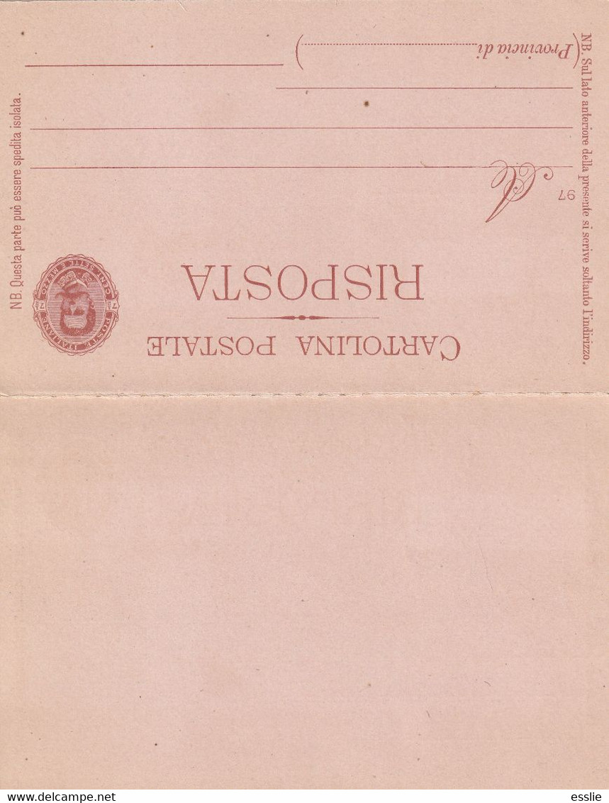 Italy - (1879) 1897 - King Humbert I - Carte Postale Con Risposta Postal Stationery - Other & Unclassified