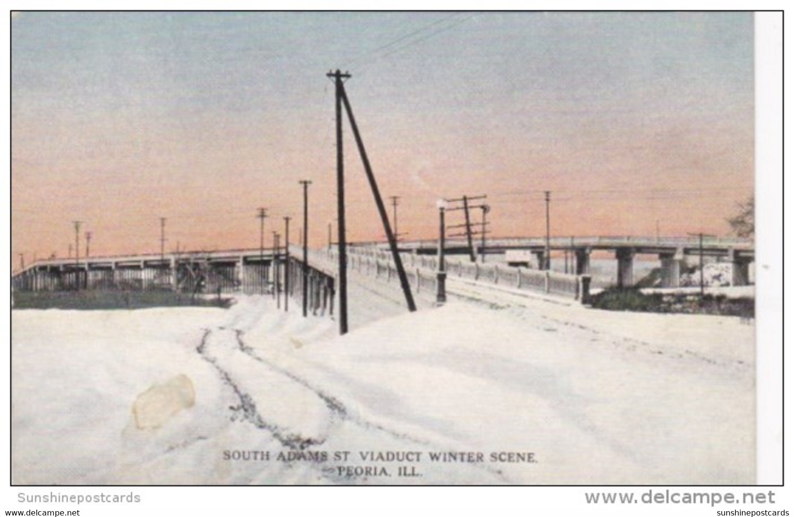 Illinois Peoria South Adams Street Viaduct Winter Scene - Peoria