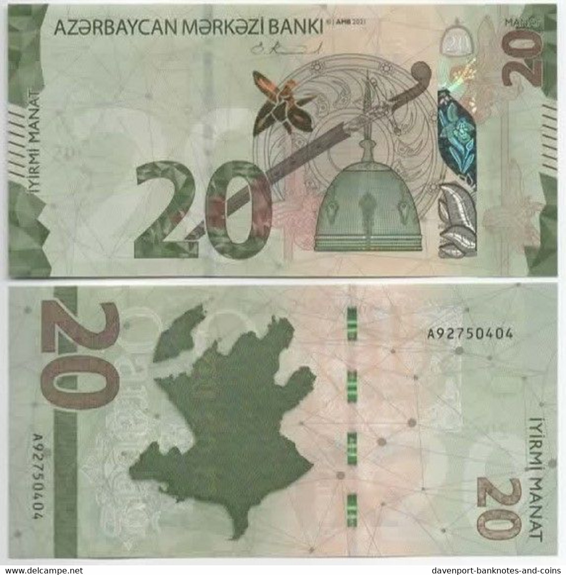 Azerbaijan 20 Manat 2022 UNC    ***BRAND NEW - Azerbaïjan