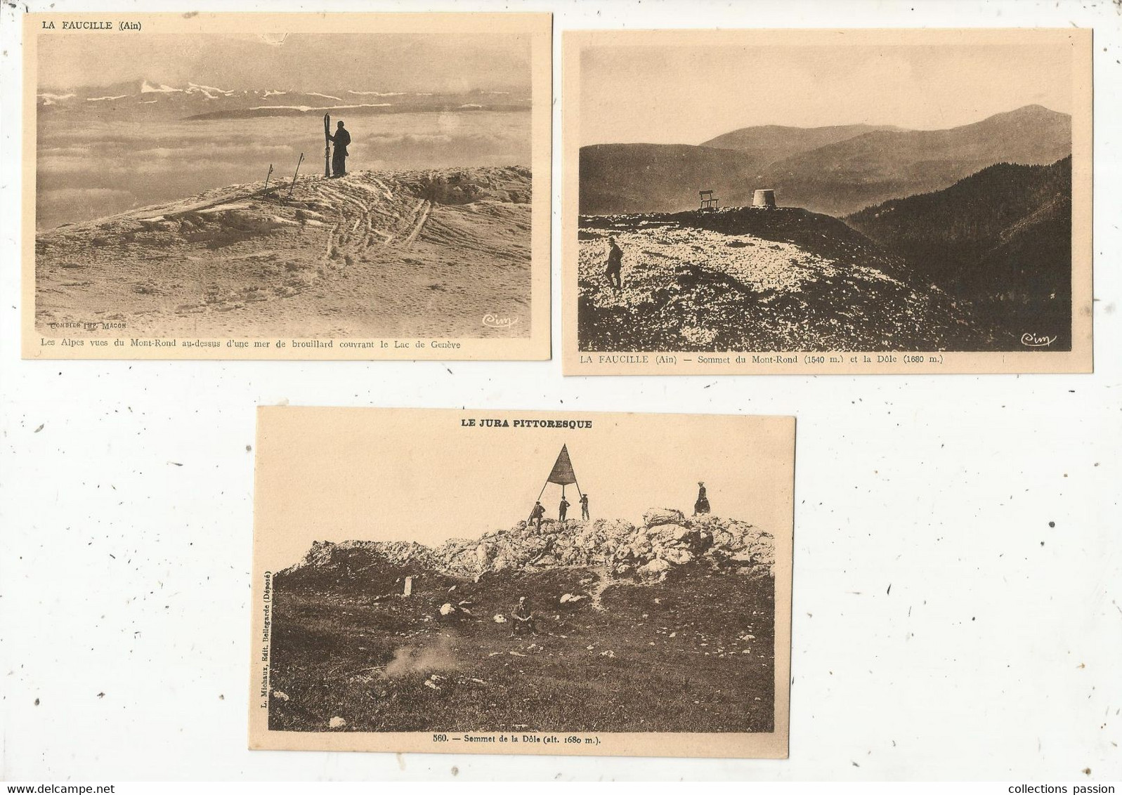 Cp , 01 , LE MONT ROND  ,LA DÔLE , LA FAUCILLE,  LOT DE 3 CARTES POSTALES - Non Classés