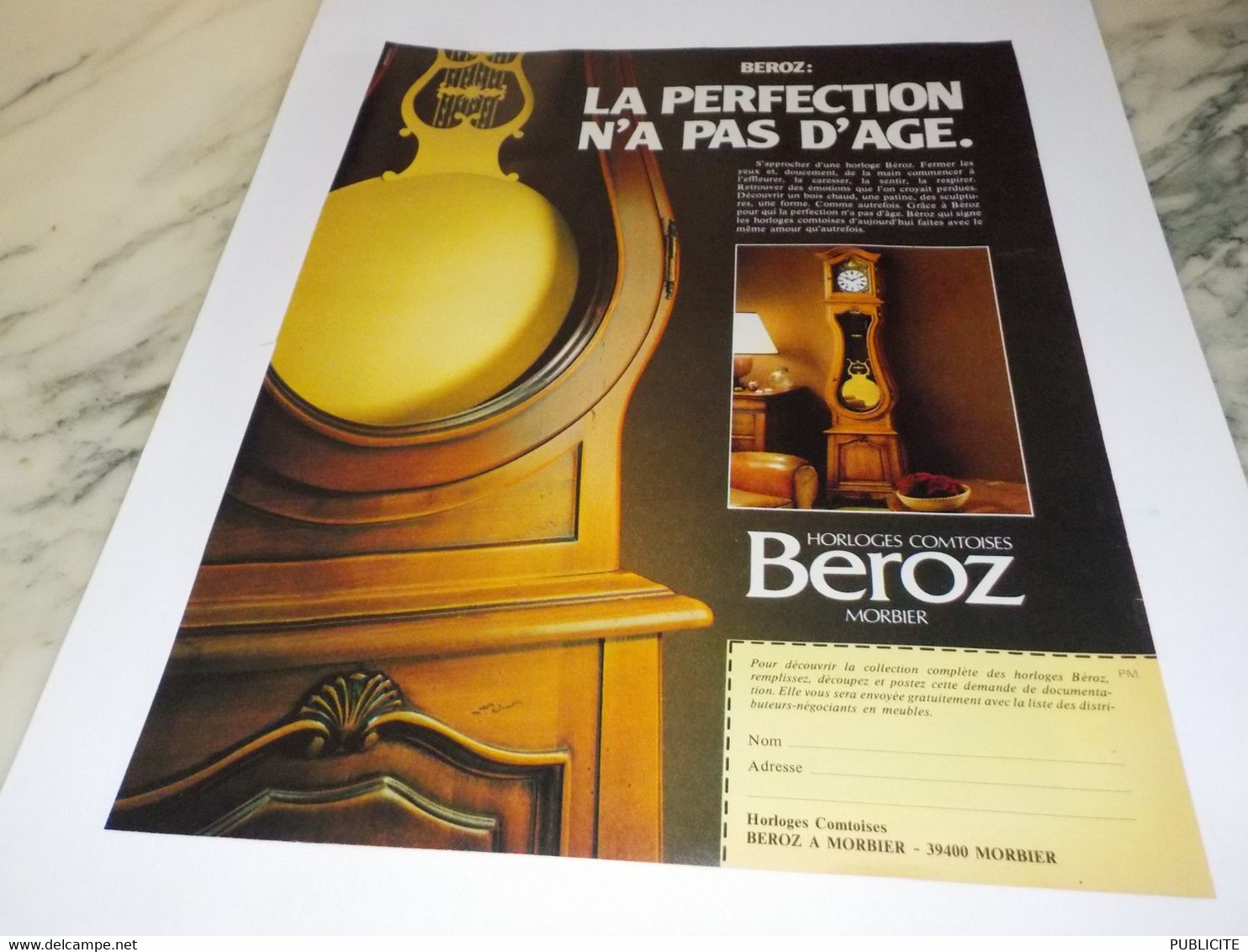 ANCIENNE  PUBLICITE LA PERFECTION N A PAS D AGE HORLOGE BEROZ 1983 - Autres & Non Classés