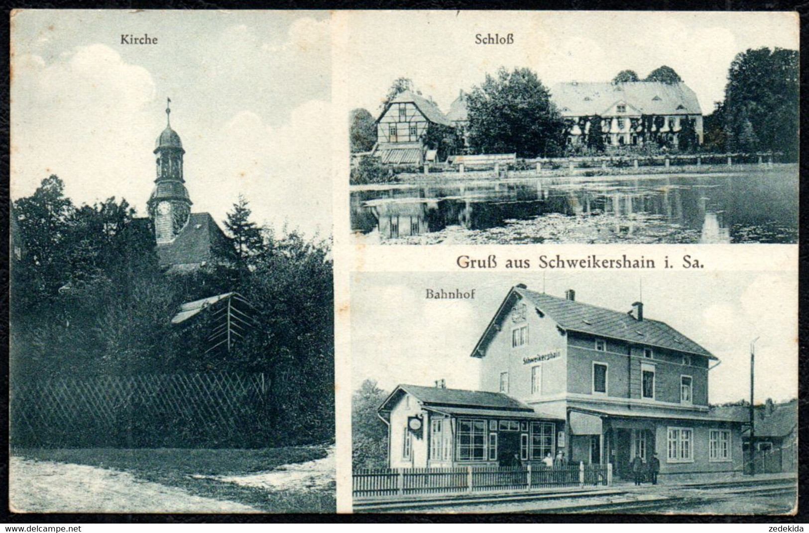 F6754 - Schweikershain Kirche Schloß Bahnhof La Gare Statione - Verlag R. Schilling Leipzig - Rochlitz
