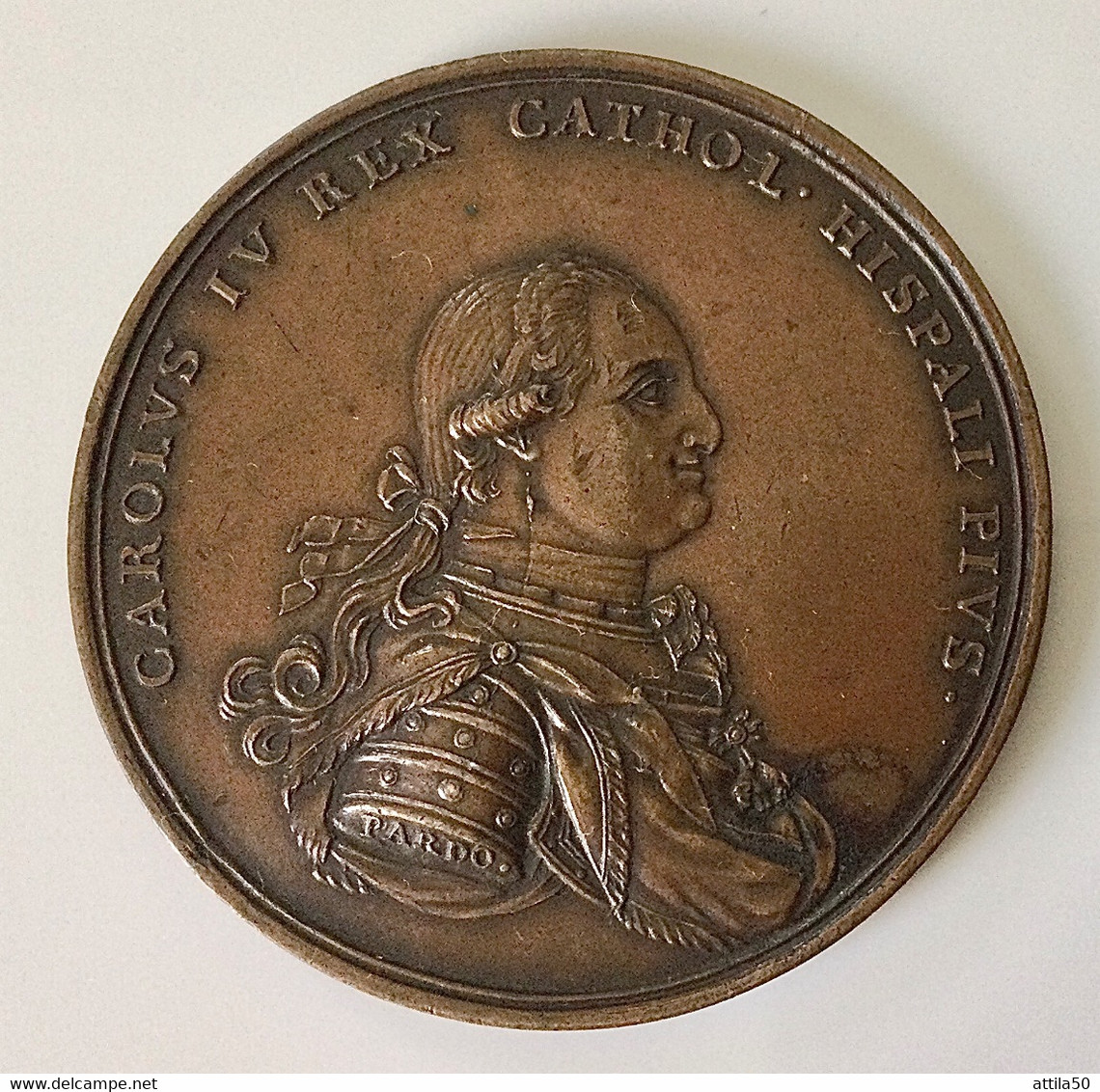 Carolus IV Di Spagna - Rara E Bella Medaglia Di Bronzo Del 1796, Retro I Sovrani Fanno Voti Per Il Figlio Ferdinando. - Monarquía/ Nobleza