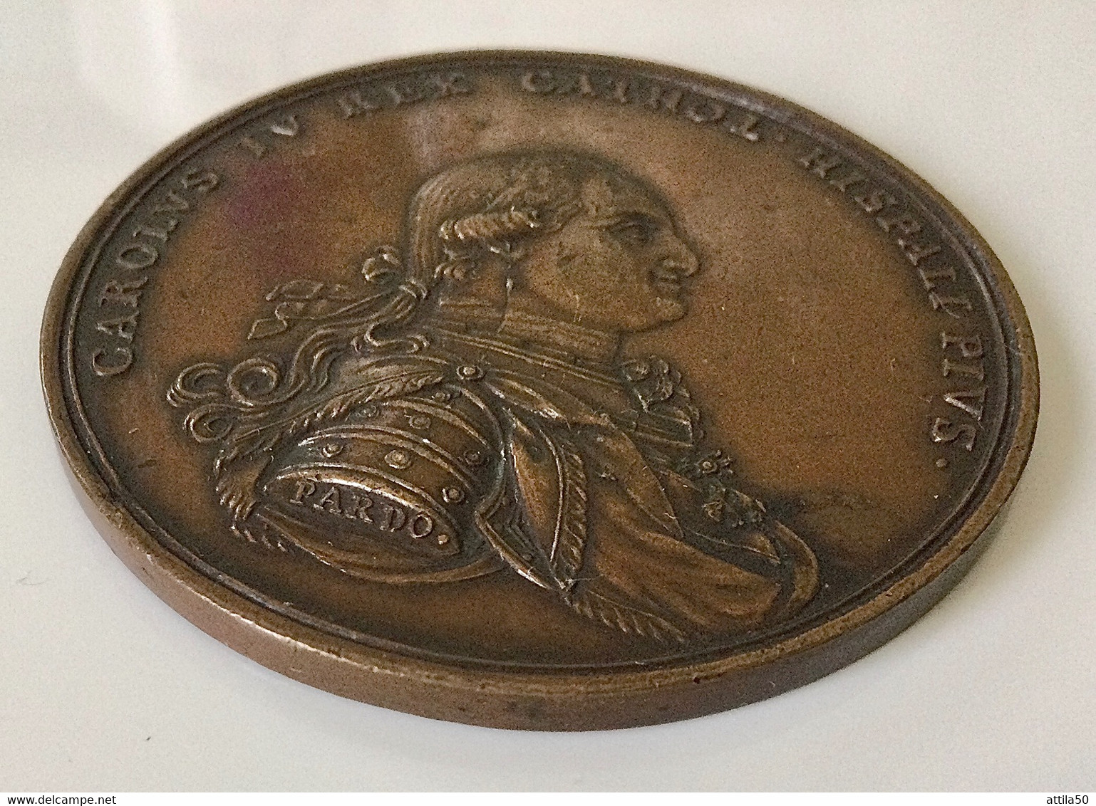 Carolus IV Di Spagna - Rara E Bella Medaglia Di Bronzo Del 1796, Retro I Sovrani Fanno Voti Per Il Figlio Ferdinando. - Adel