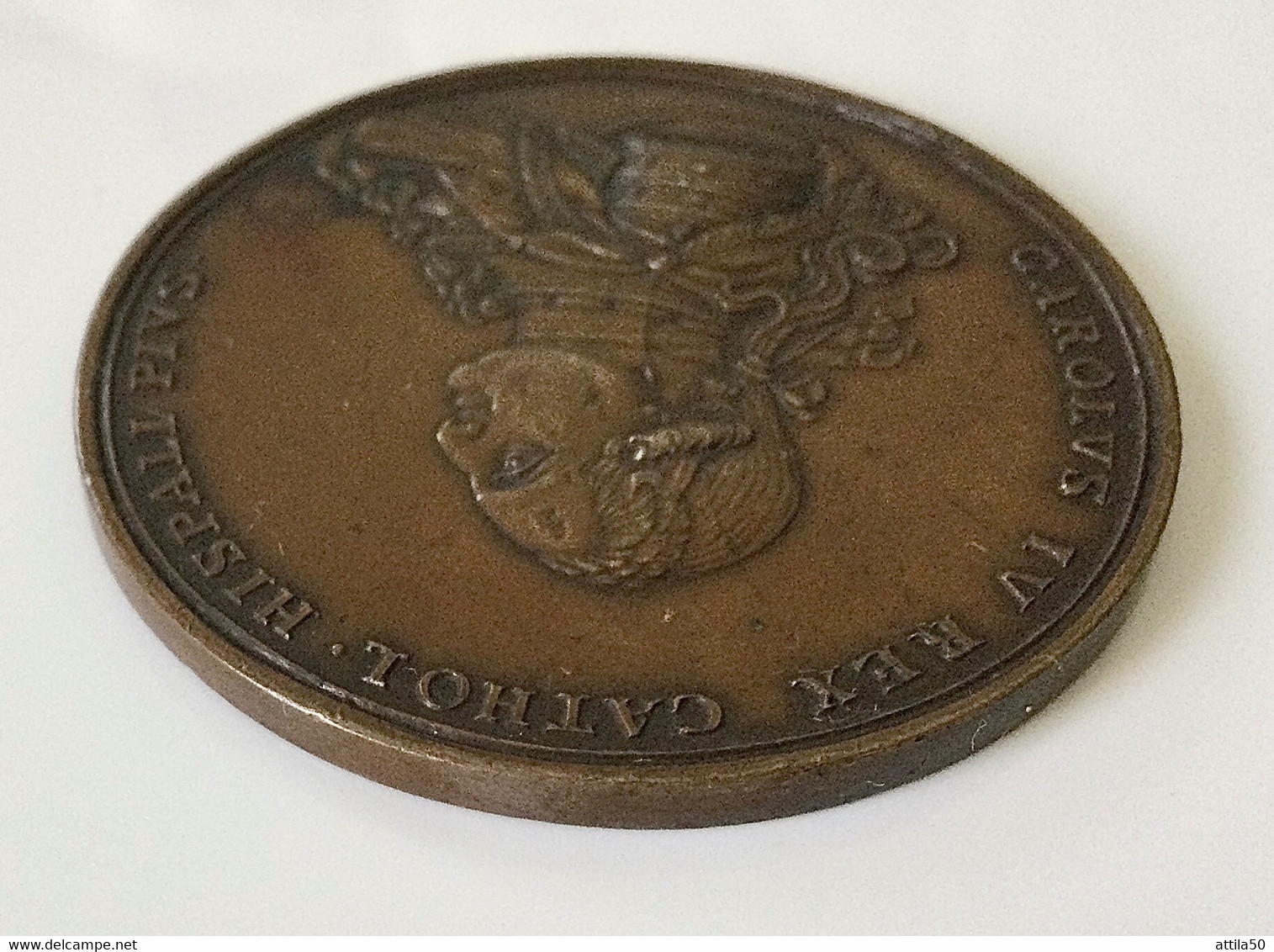 Carolus IV Di Spagna - Rara E Bella Medaglia Di Bronzo Del 1796, Retro I Sovrani Fanno Voti Per Il Figlio Ferdinando. - Monarquía/ Nobleza
