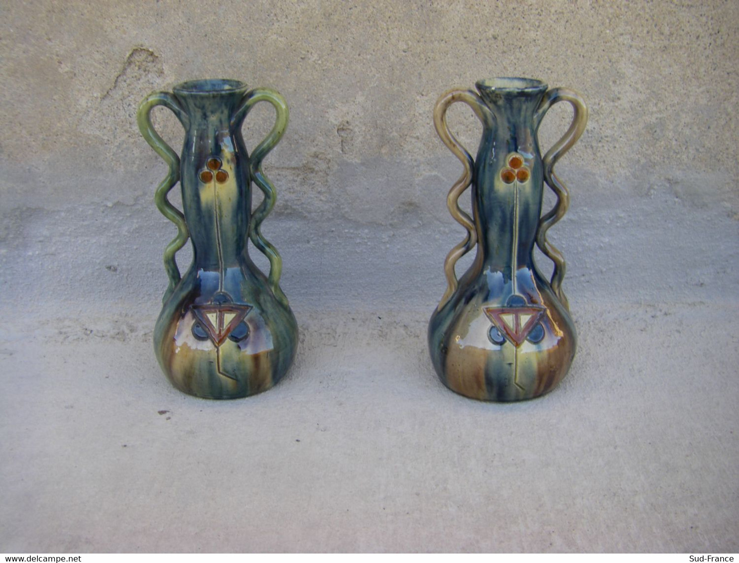 Paire De Vases En Céramique Belge - Andere & Zonder Classificatie