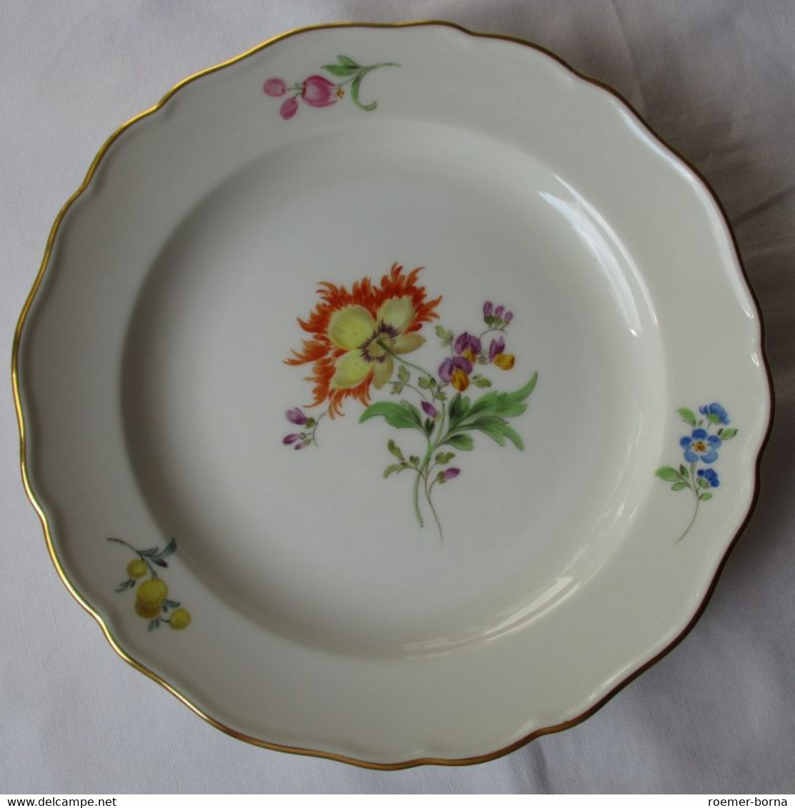 MEISSEN Porzellan Kaffeegedeck Kaffeeset Deutsche Blume Goldrand 3 Tlg. (124748) - Sonstige & Ohne Zuordnung