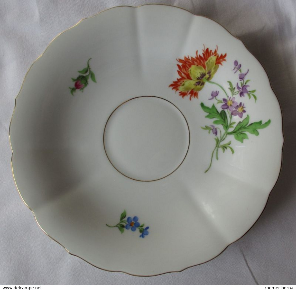 MEISSEN Porzellan Kaffeegedeck Kaffeeset Deutsche Blume Goldrand 3 Tlg. (124748) - Sonstige & Ohne Zuordnung