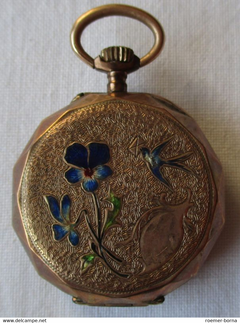 Goldene Damen Taschenuhr Mit Floraler Verzierung + Armband (153397) - Montres Gousset