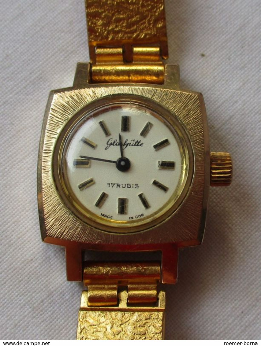 Vergoldete Damen Armbanduhr Glashütte Handaufzug Kaliber 09-20 (118055) - Montres Anciennes