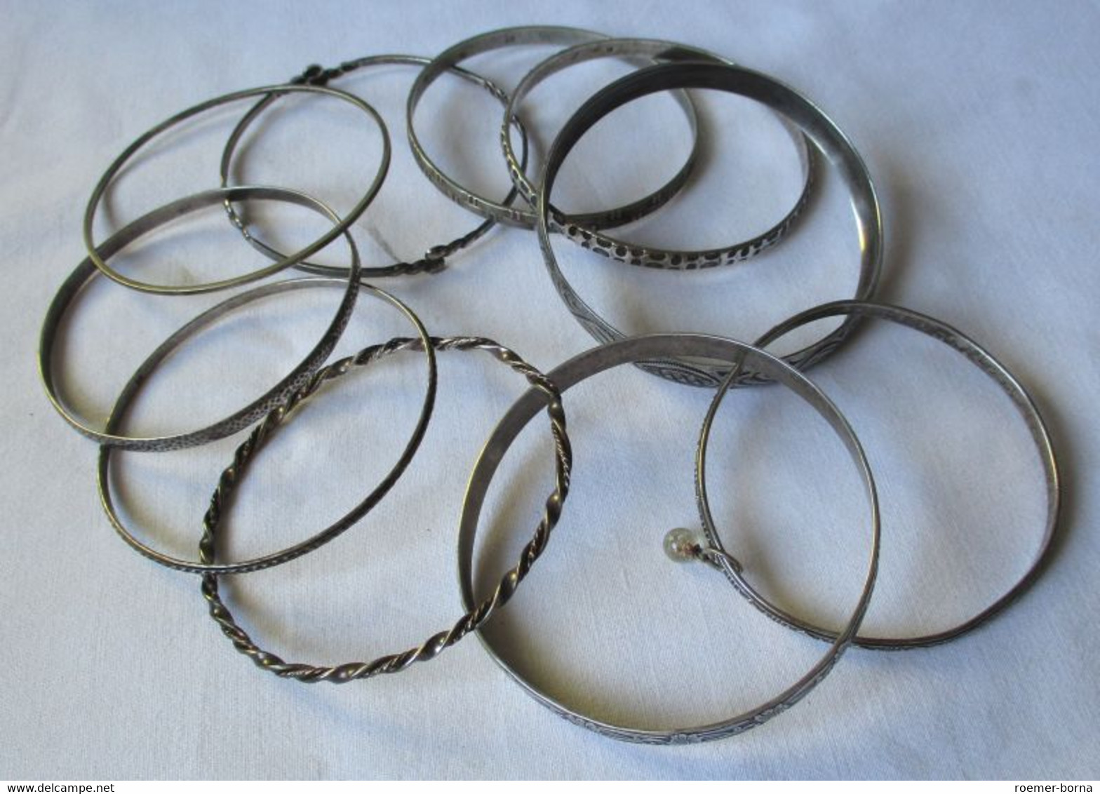 10 Schöne Silberne Armreifen Armband Meist 835er Silber Um 1930 (123480) - Bracelets