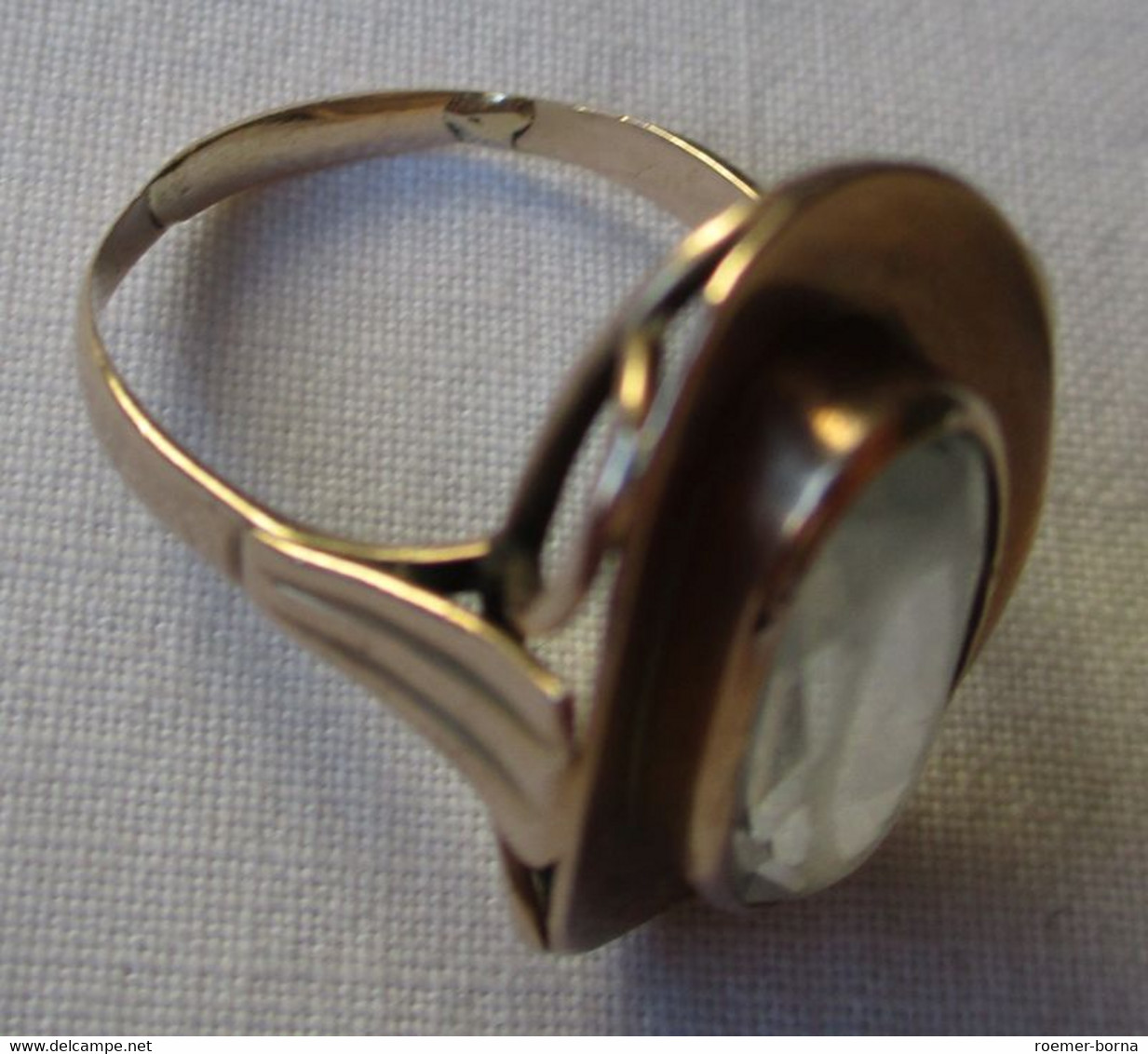 Dekorativer 333er Gold Ring Mit Großem Blauem Schmuckstein (112471) - Ringe