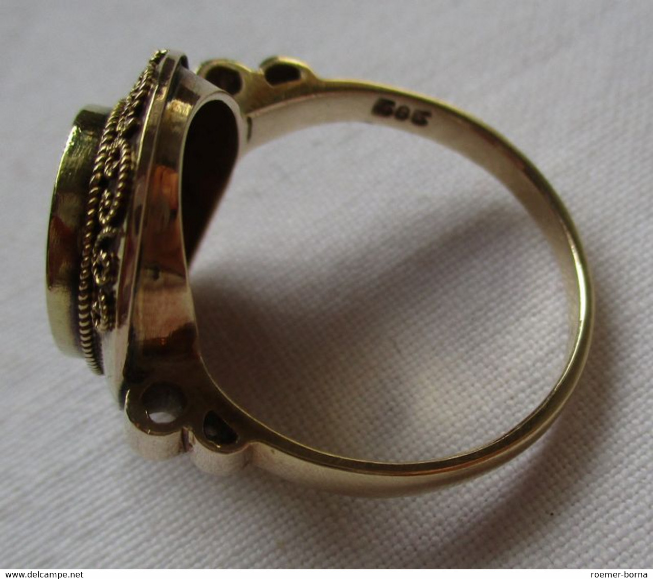 Wunderbarer 585er Gold Damenring Mit Hübscher Kamee (123569) - Ringe
