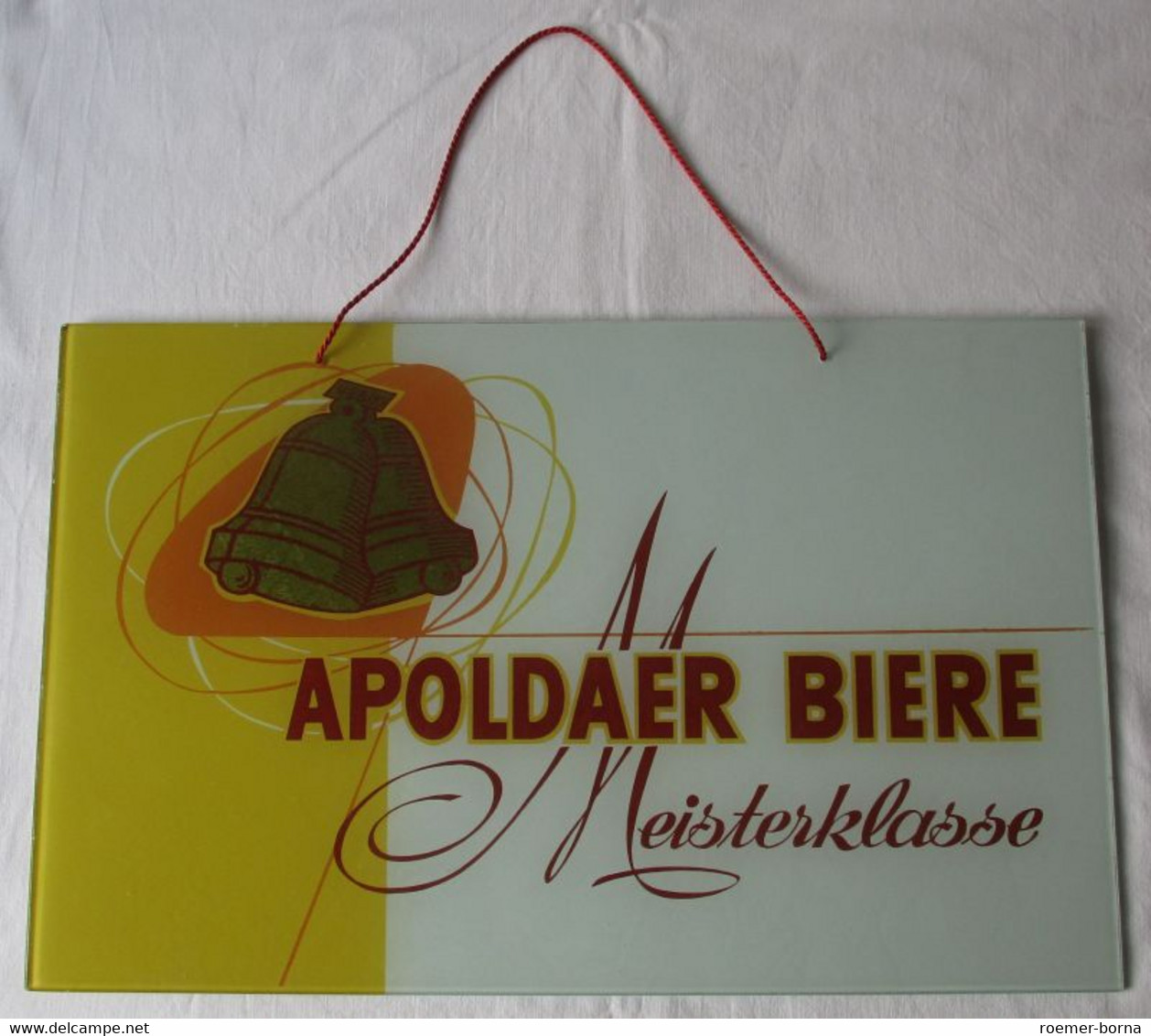 DDR Reklame Glasschild VEB (K) Apoldaer Biere Meisterklasse Um 1960 (111510) - Alcools