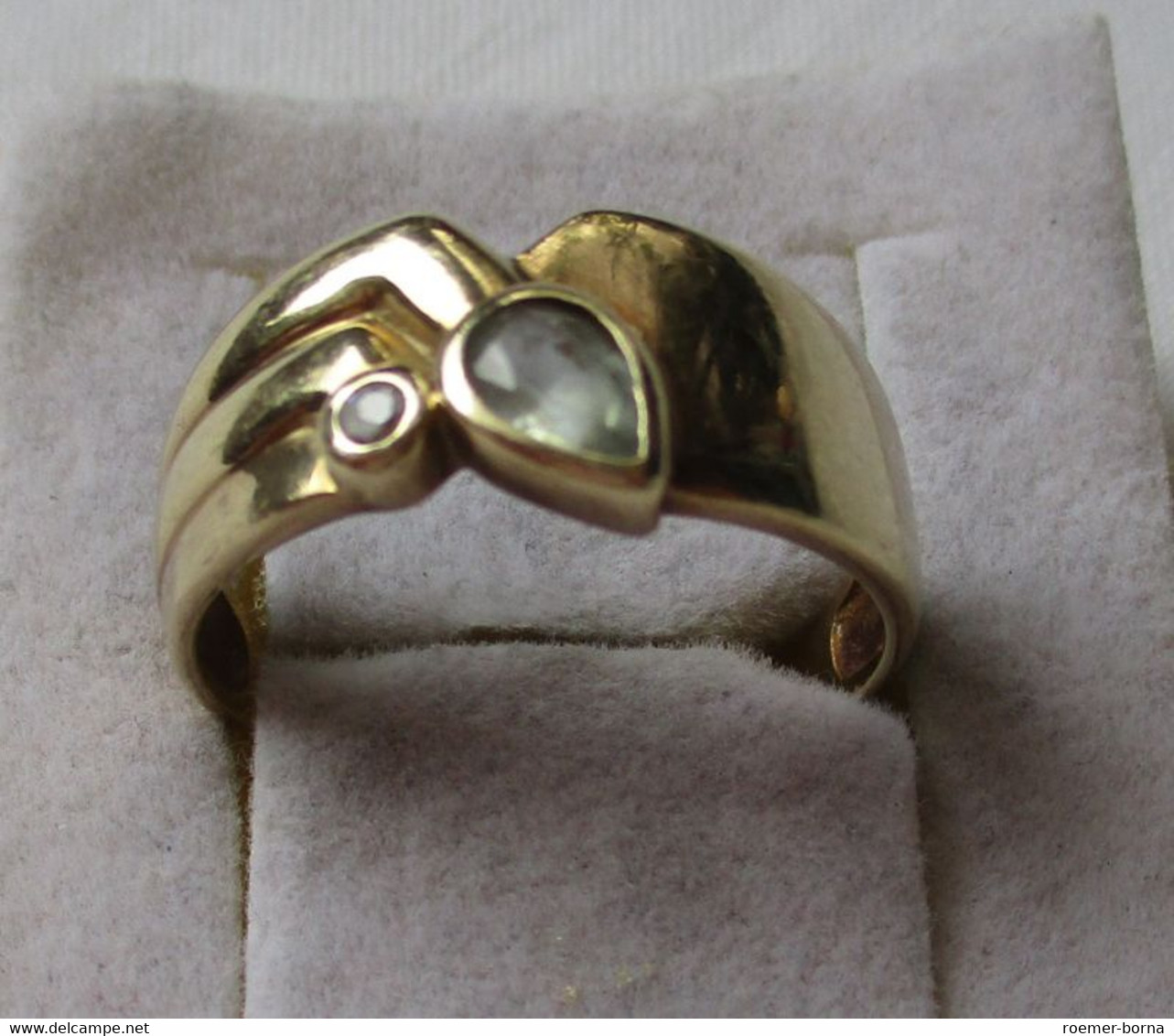 Herrlicher 333er Gold Damenring Mit 2 Farblosen Schmucksteinen (107597) - Anillos