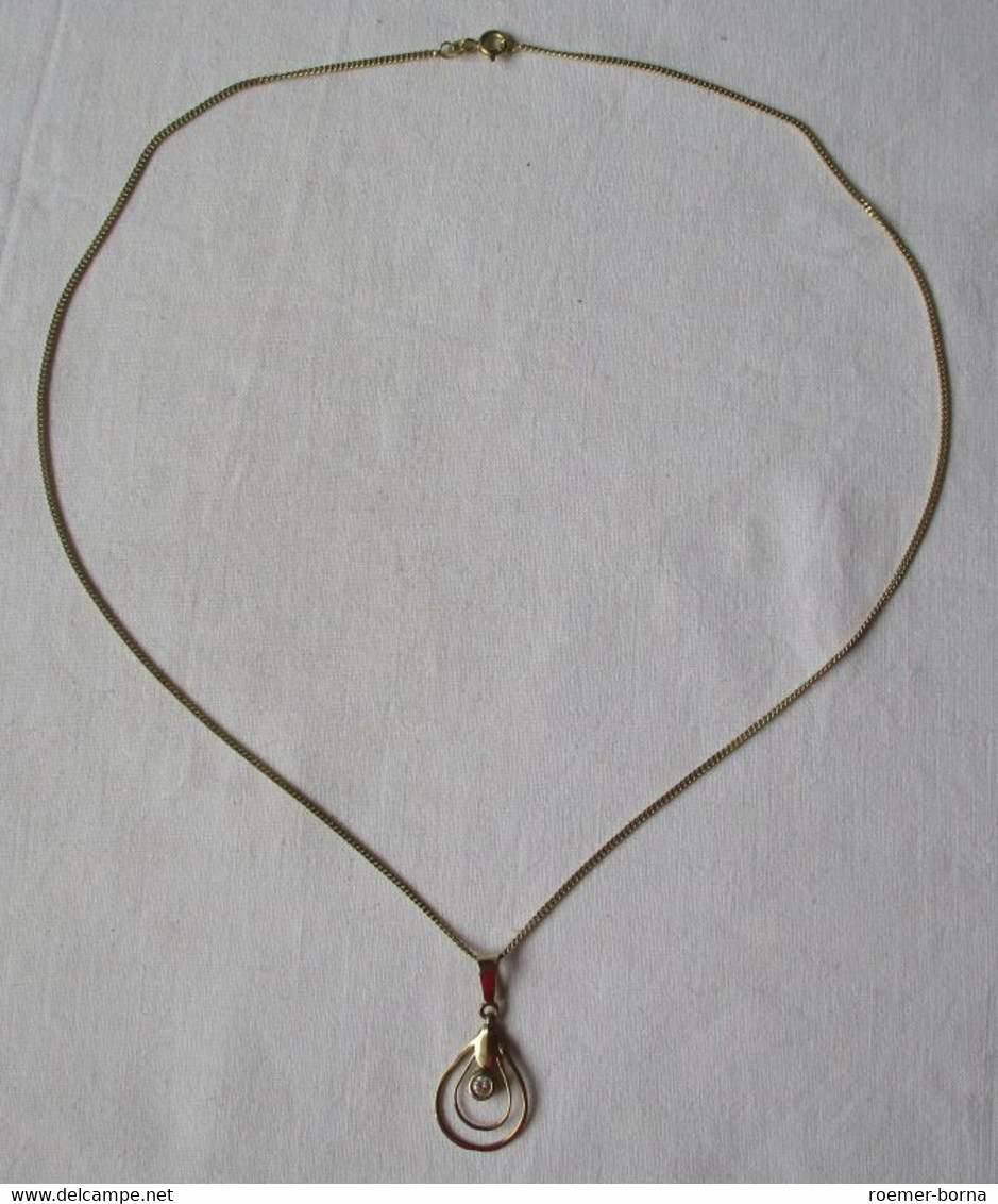 Elegante Damenkette Kette Aus 333er Gold Mit Schmucksteinanhänger (153151) - Halsketten