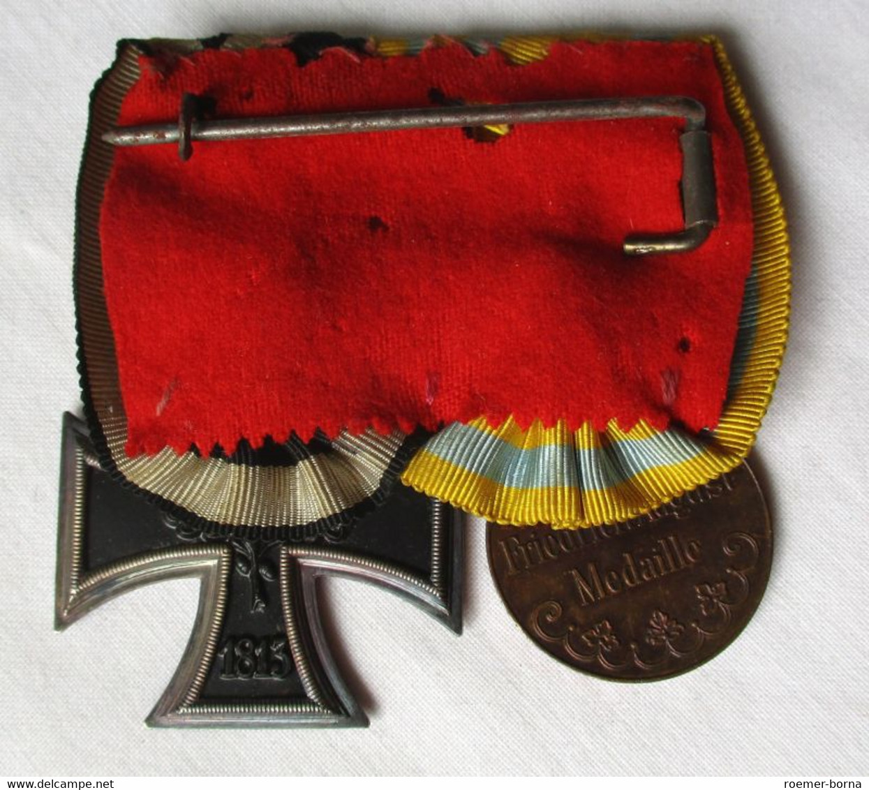 2er Ordensspange Sachsen Friedrich August Medaille + Eisernes Kreuz (145792) - Allemagne