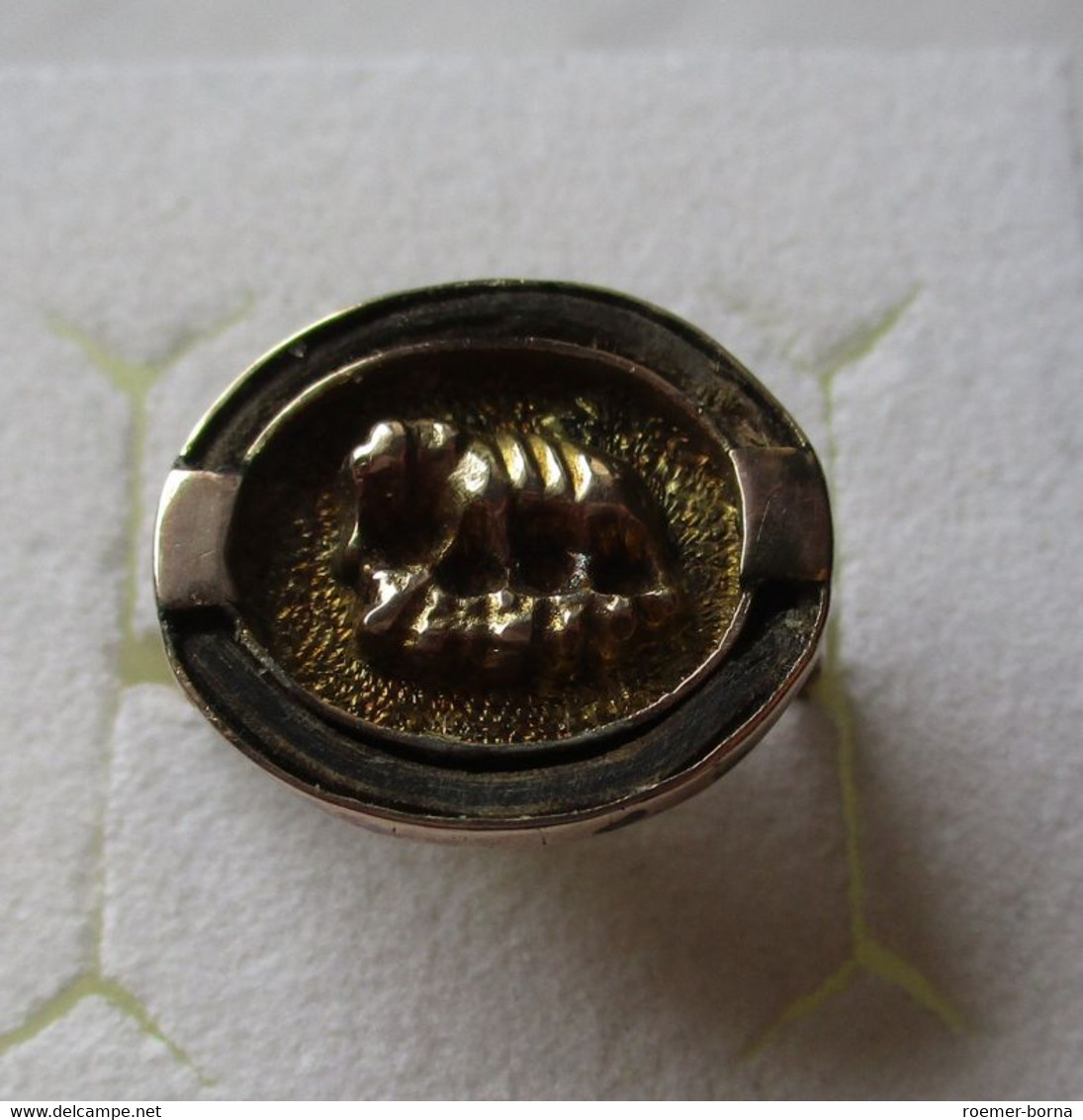 Klassischer Alter 333er Gold Damenring Mit Grünem Stein (114384) - Ring