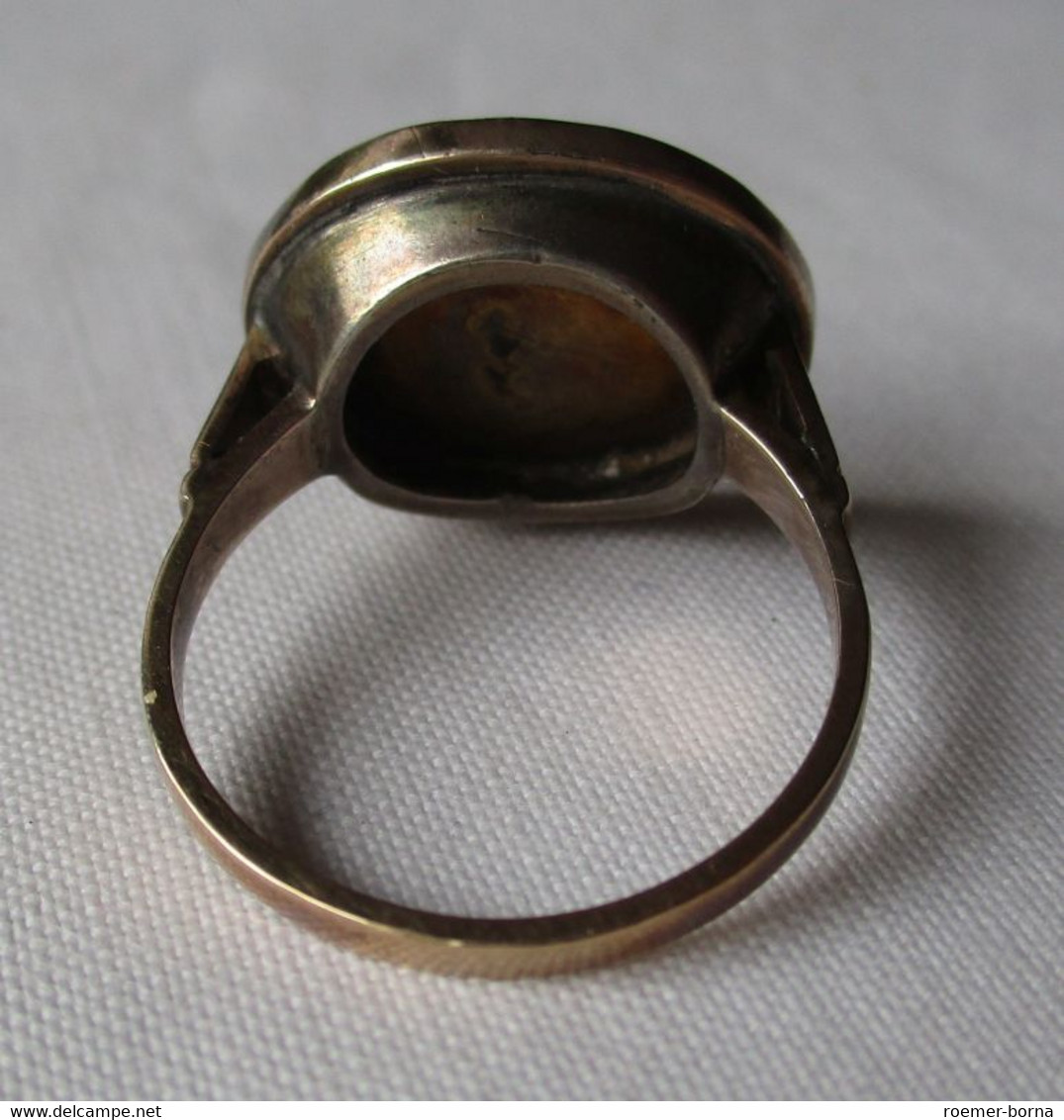 Klassischer Alter 333er Gold Damenring Mit Grünem Stein (114384) - Ring