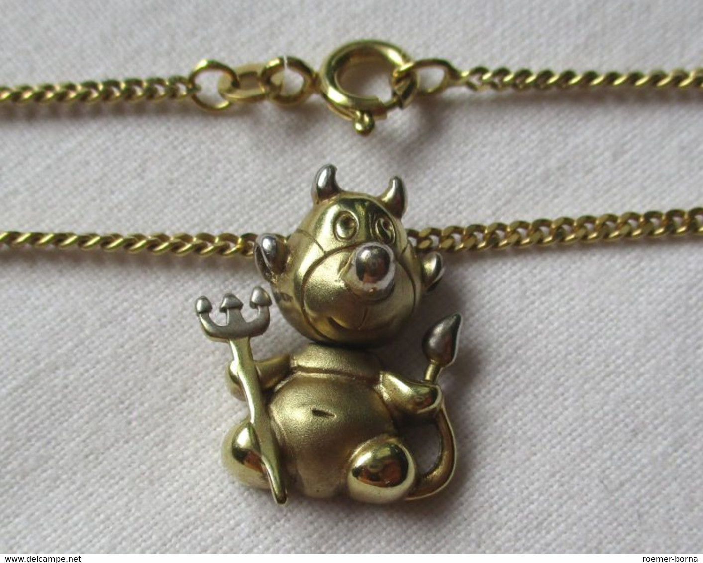 Charmante 333er Gold Halskette Mit Humorvollem Teufelsanhänger (153175) - Necklaces/Chains