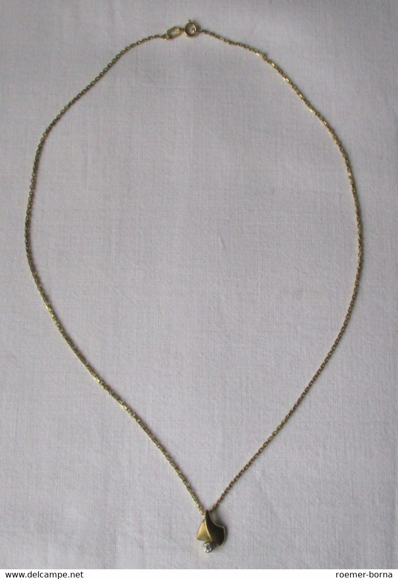 Elegante 585er Gold Damen Halskette M. 333er Gold Anhänger Schmuckstein (155705) - Necklaces/Chains