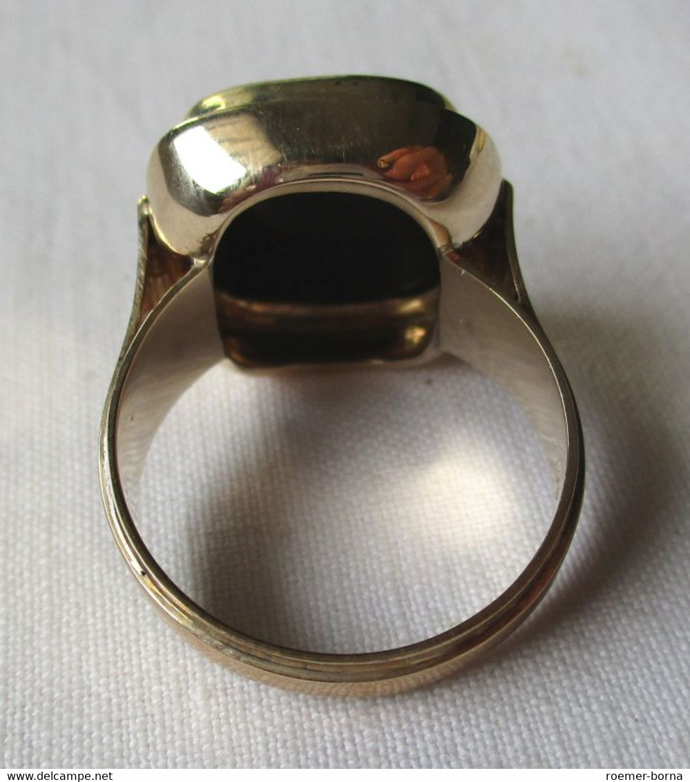 Dekorativer 333er Gold Herrenring Mit Großem Schwarzen Onyx (140859) - Rings