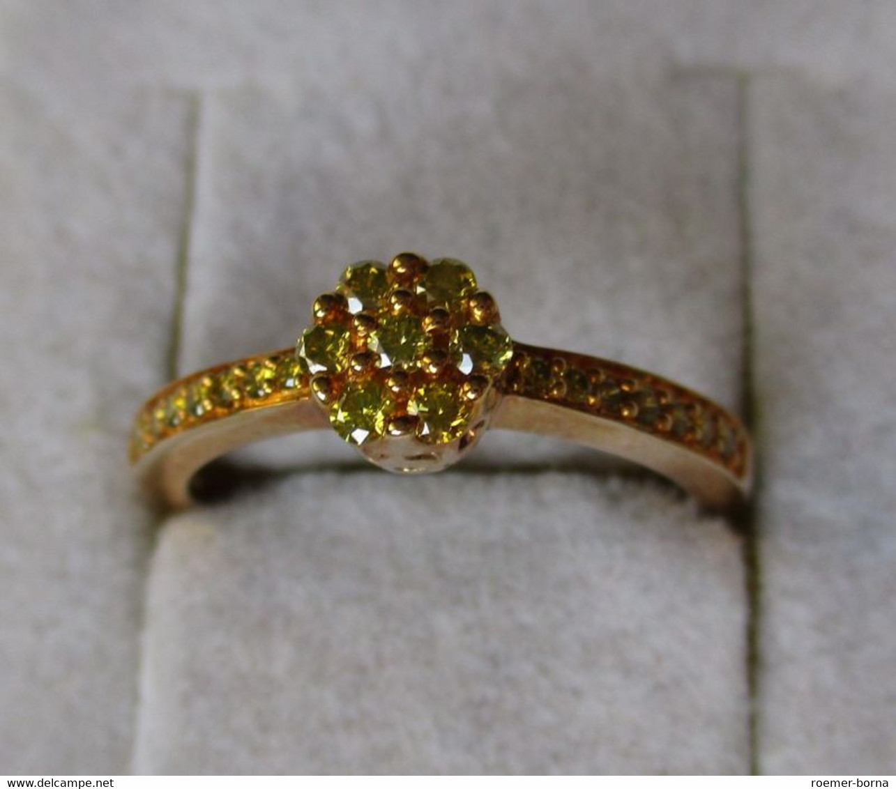 Goldring 375 Gold Weißgold Diamant Brillant Verlobungsring Blüte (129059) - Anelli