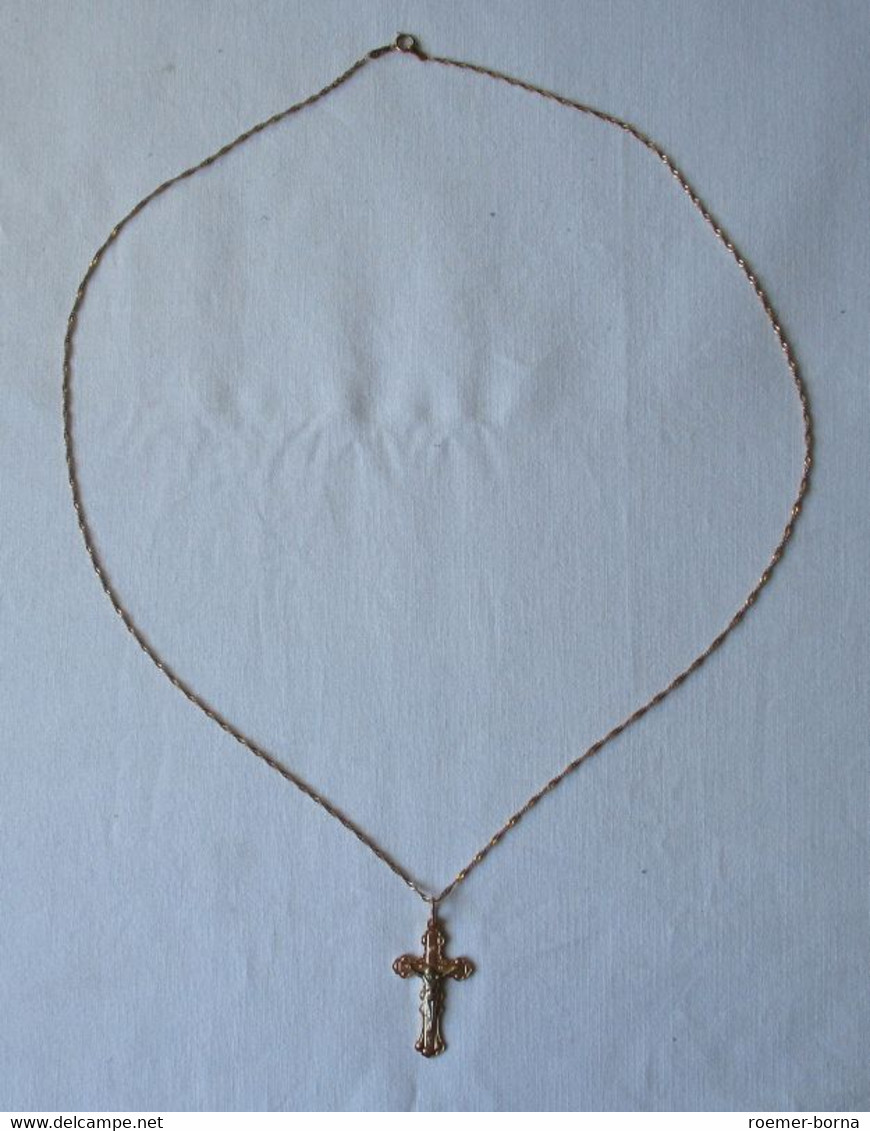 Schöner Kettenanhänger Kreuz Russland Mit Kette 585er Gold (134797) - Colliers/Chaînes
