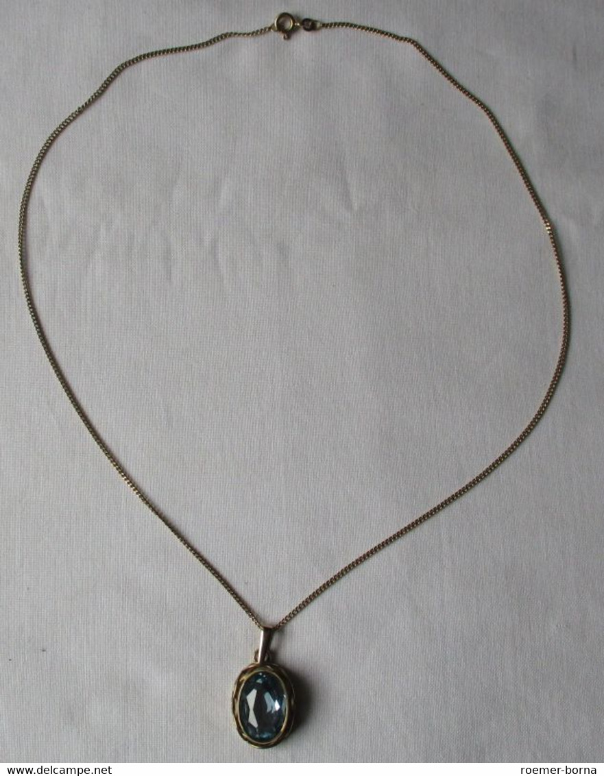 Hochwertiger 333er Gold Kette Mit Blauem Edelstein Fischlandschmuck (134788) - Necklaces/Chains
