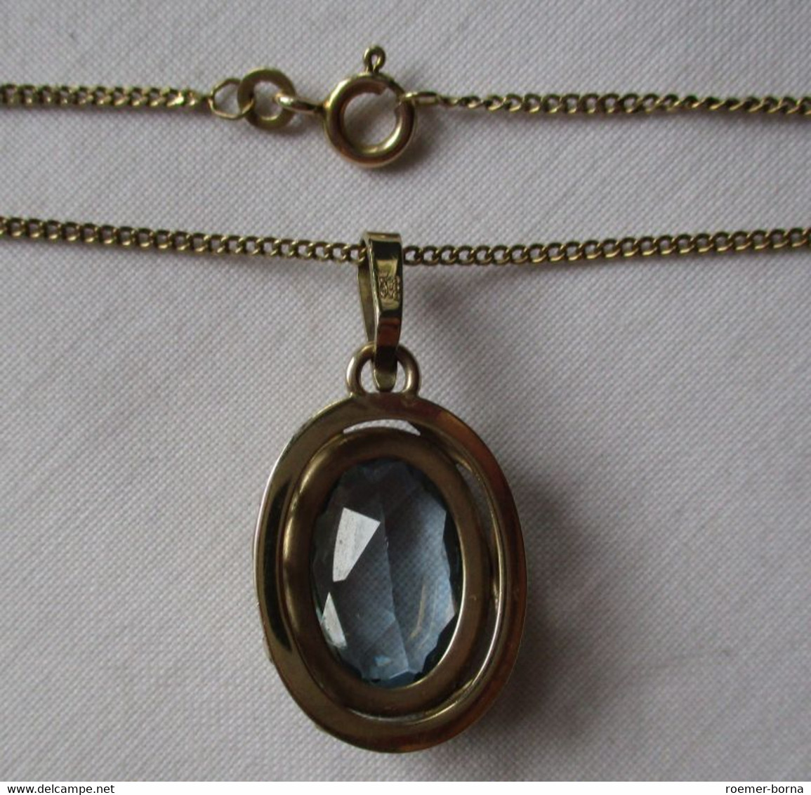 Hochwertiger 333er Gold Kette Mit Blauem Edelstein Fischlandschmuck (134788) - Necklaces/Chains