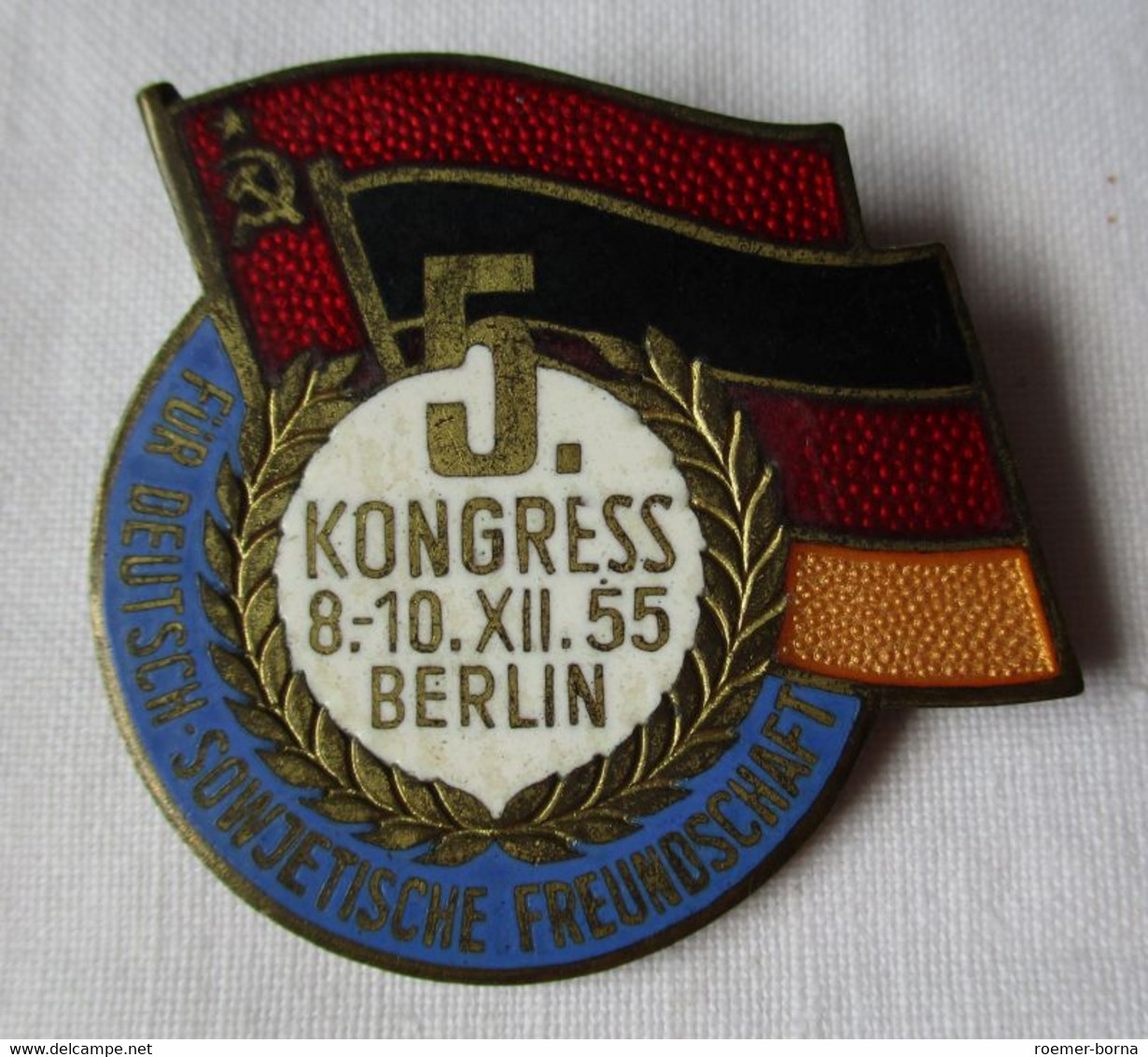 Frühes DDR Abzeichen 5. Kongress Berlin Dezember 1955 GDSF Freundschaft (133951) - DDR