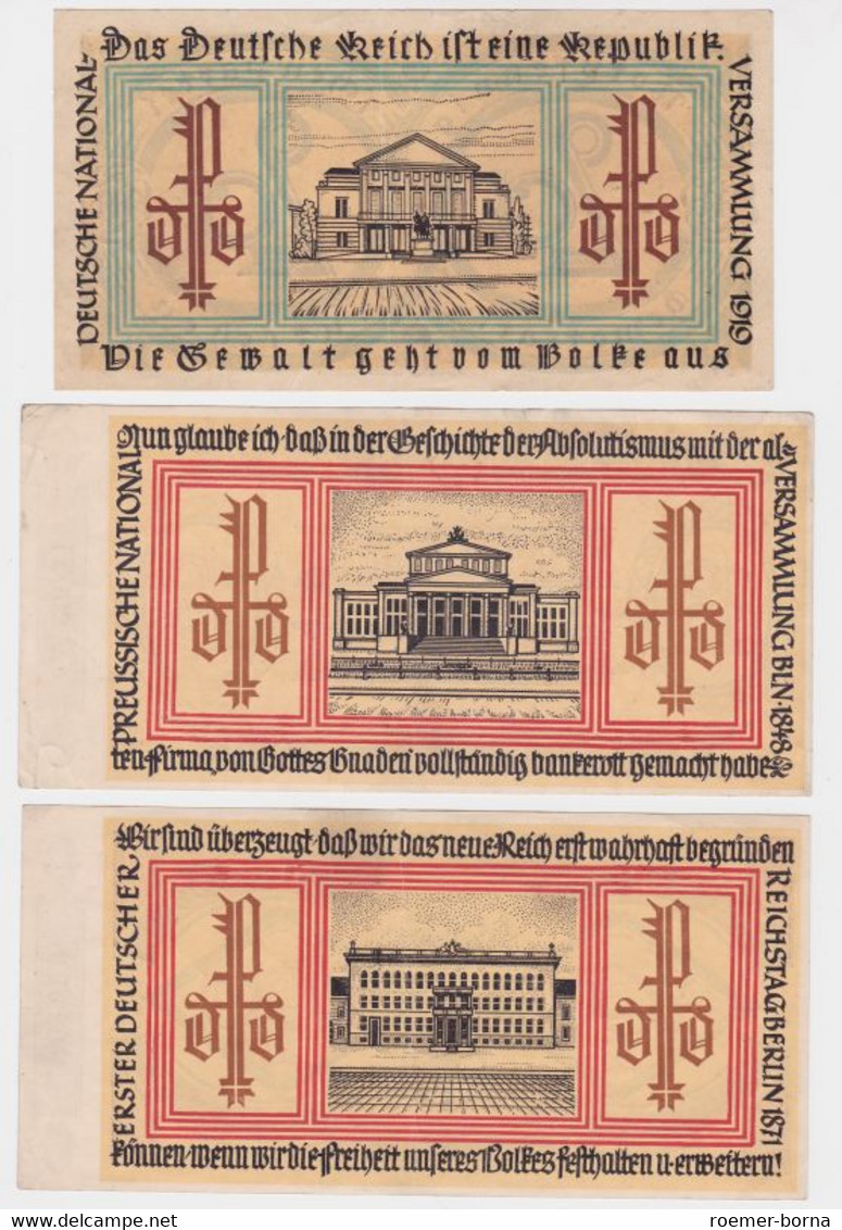 3 Banknoten Notgeld Berlin Deutsche Demokratische Partei Ohne Jahr (112451) - Zonder Classificatie