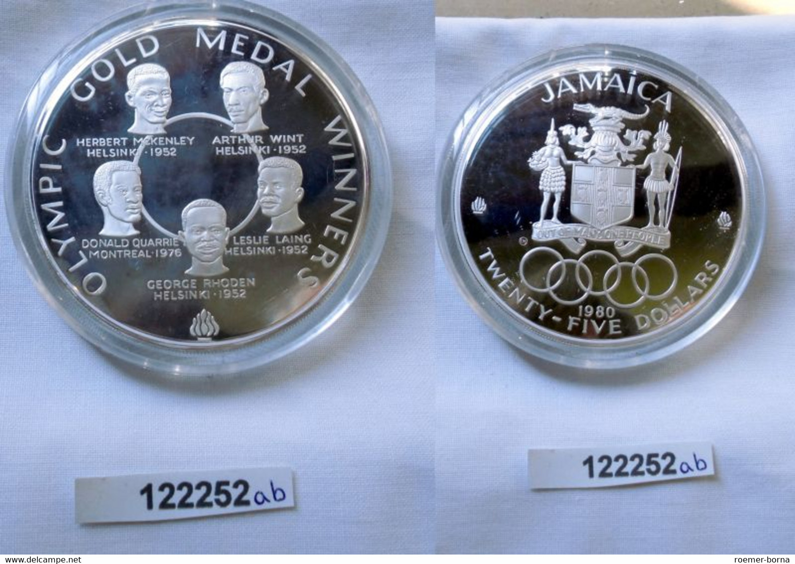 25 Dollar Silber Münze Jamaica Olympische Spiele 1980 OVP (122252) - Trinidad & Tobago