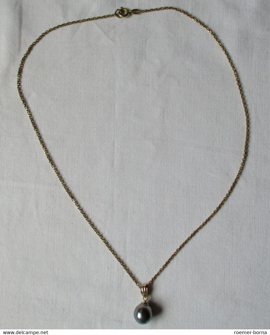 Hübsche Kette 585er Gold Mit Anhänger 585er Gold Und Perle (110034) - Necklaces/Chains