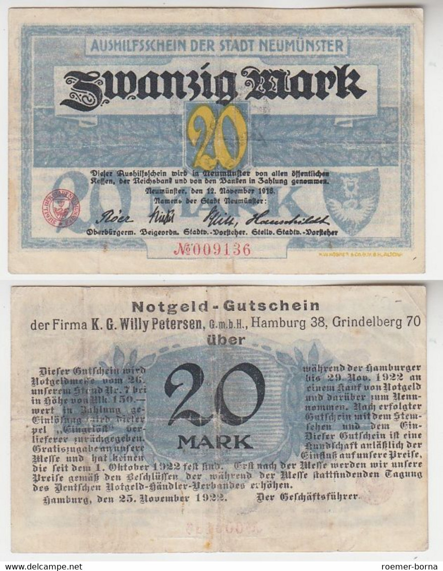 20 Mark Notgeld Notgeldhandlung Willy Petersen Hamburg Grindelberg 70 ! (116154) - Non Classés