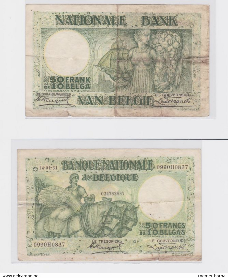 50 Francs Banknote Belgien 14.01.1931 (119032) - Sonstige & Ohne Zuordnung