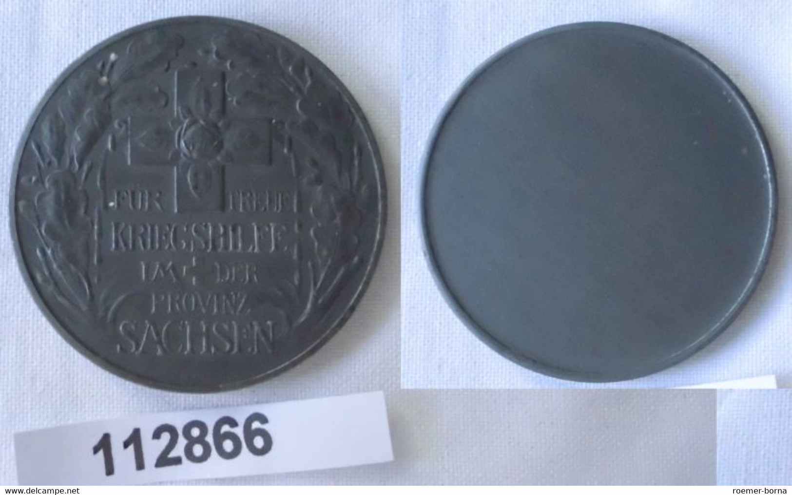 Einseitige Medaille Für Treue Kriegshilfe Im Der Provinz Sachsen (112866) - Allemagne