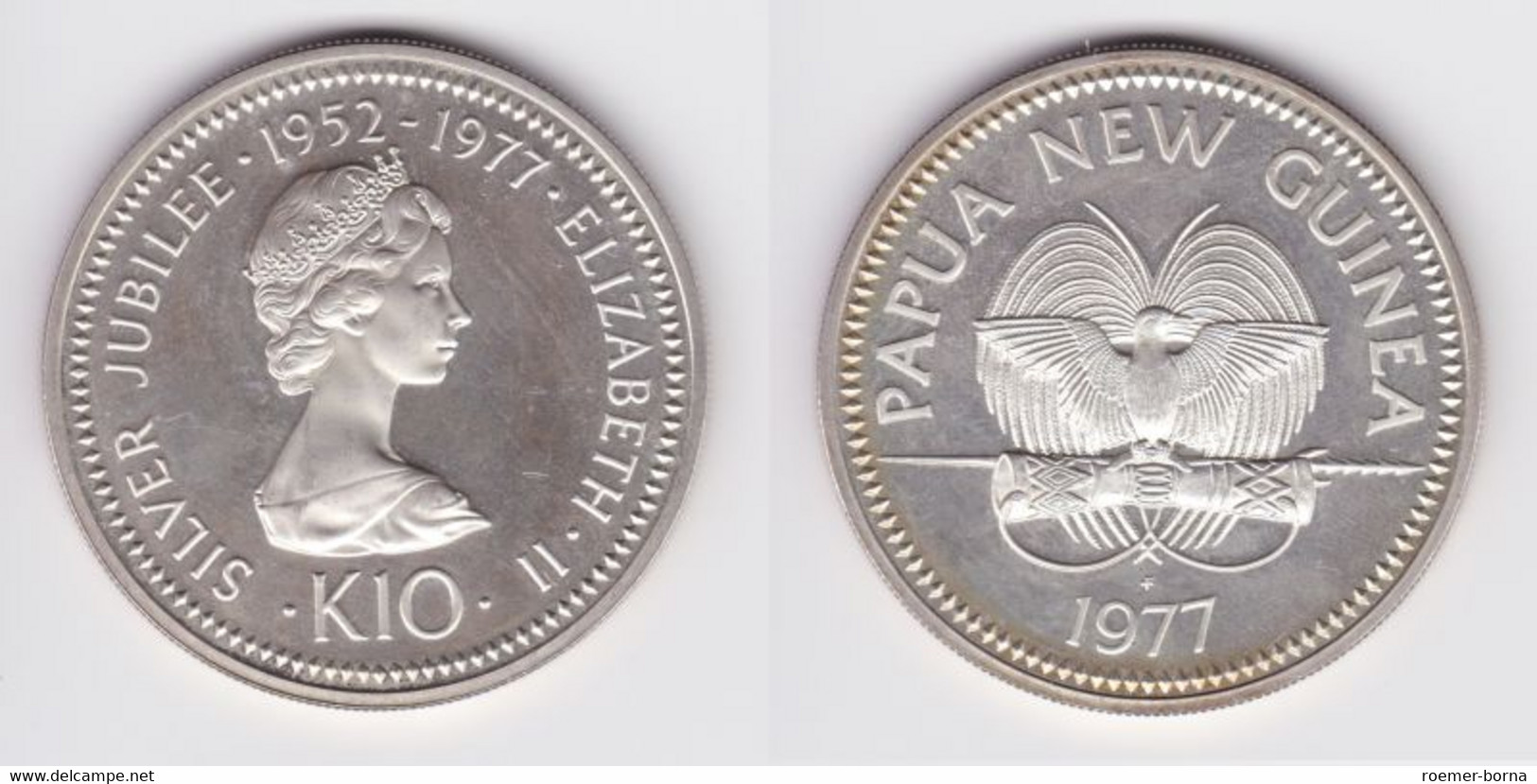 10 Kina Silber Münze Papua Neuguinea 1977 Queen Elisabeth II (155887) - Altri & Non Classificati
