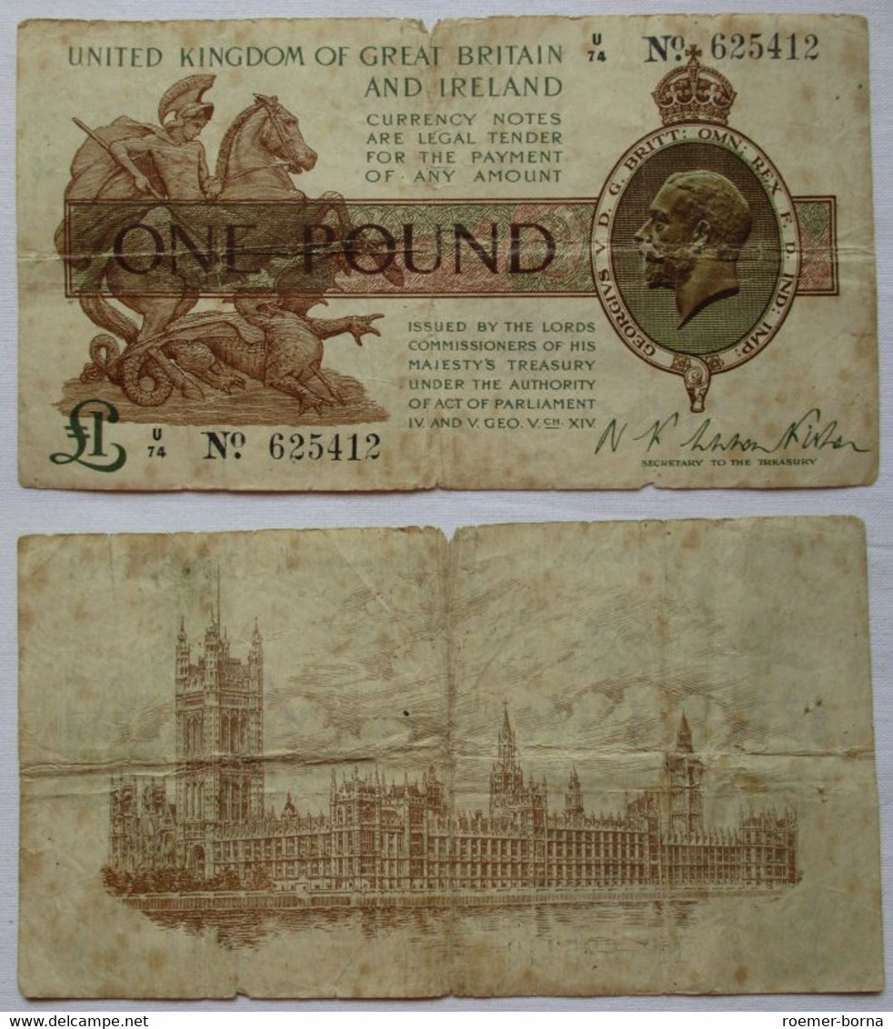 1 Pound Pfund Banknote Großbritannien 1928 Pick 361 A (148987) - Other & Unclassified