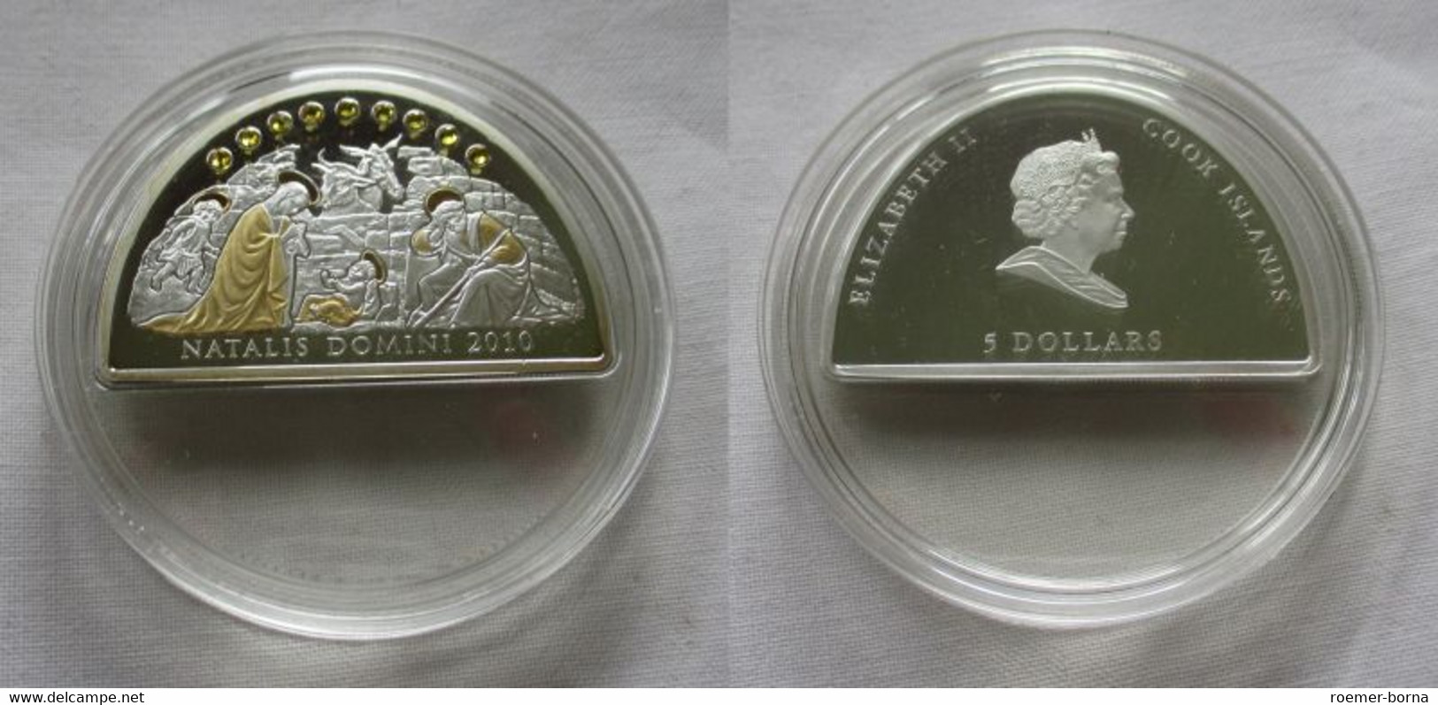 5 Dollar Silbermünze Cook Inseln 2010 Natalis Domini + Swarovskis (154455) - Sonstige & Ohne Zuordnung