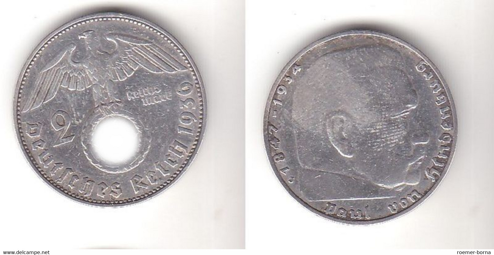 2 Mark Silber Münze 3.Reich Hindenburg 1936 J Jäger 366 (116282) - 2 Reichsmark