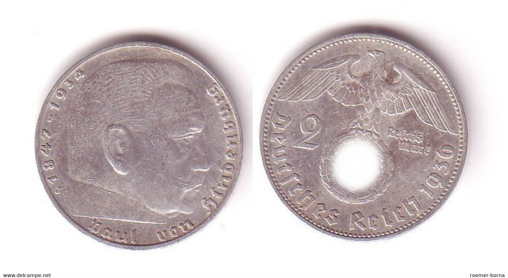 2 Mark Silber Münze 3.Reich Hindenburg 1936 J Jäger 366 (112579) - 2 Reichsmark