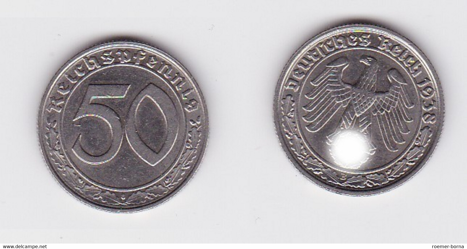 50 Pfennig Nickel Münze 3.Reich 1938 B Jäger 365 (130105) - 50 Reichspfennig