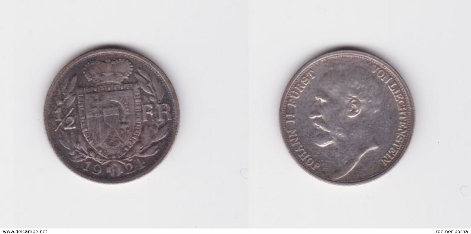 1/2 Franc Silber Münze Fürstentum Liechtenstein 1924 Vz (122385) - Liechtenstein