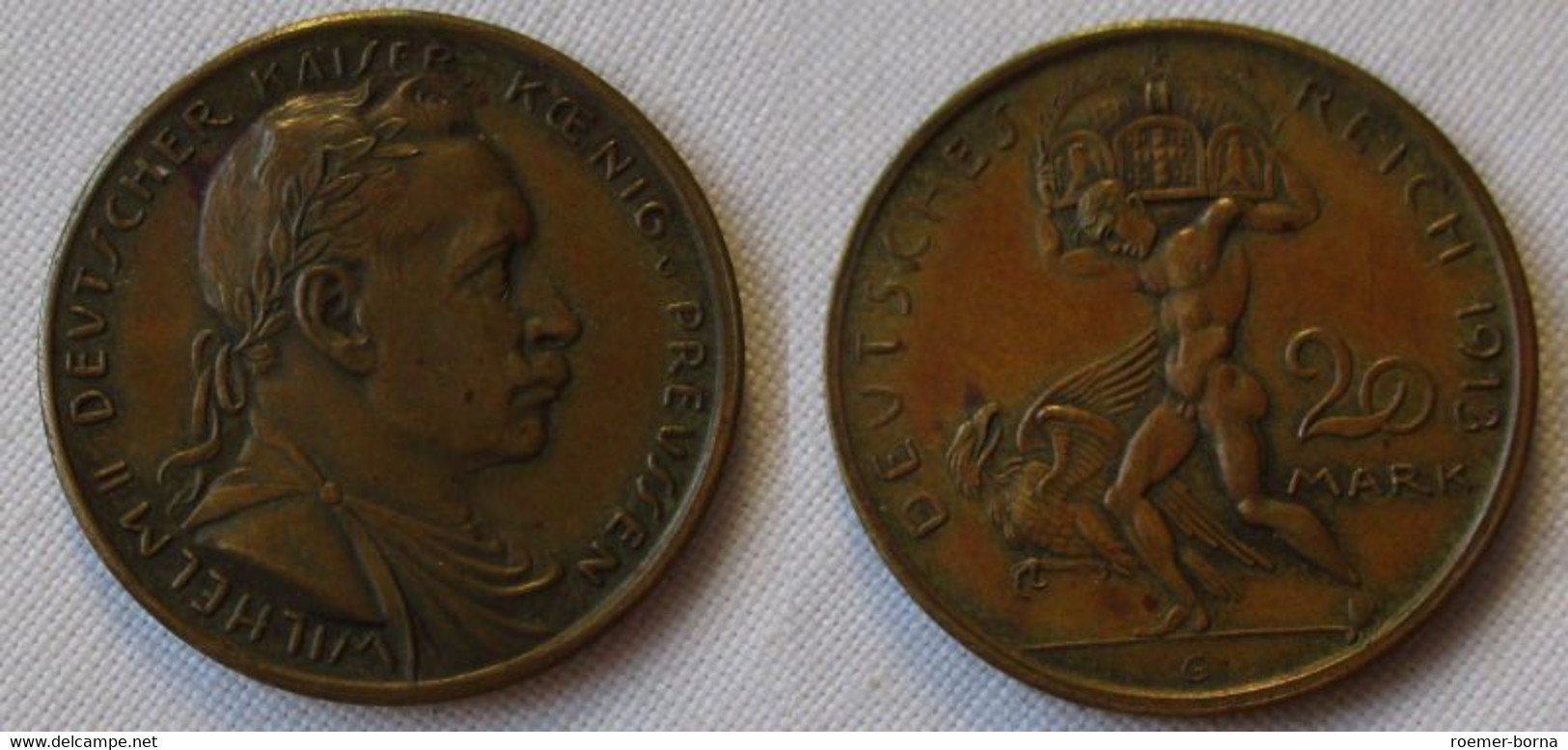 20 Mark Probeprägung Deutsches Reich Wilhelm II. Preussen - Karl Goetz (120161) - 5, 10 & 20 Mark Oro